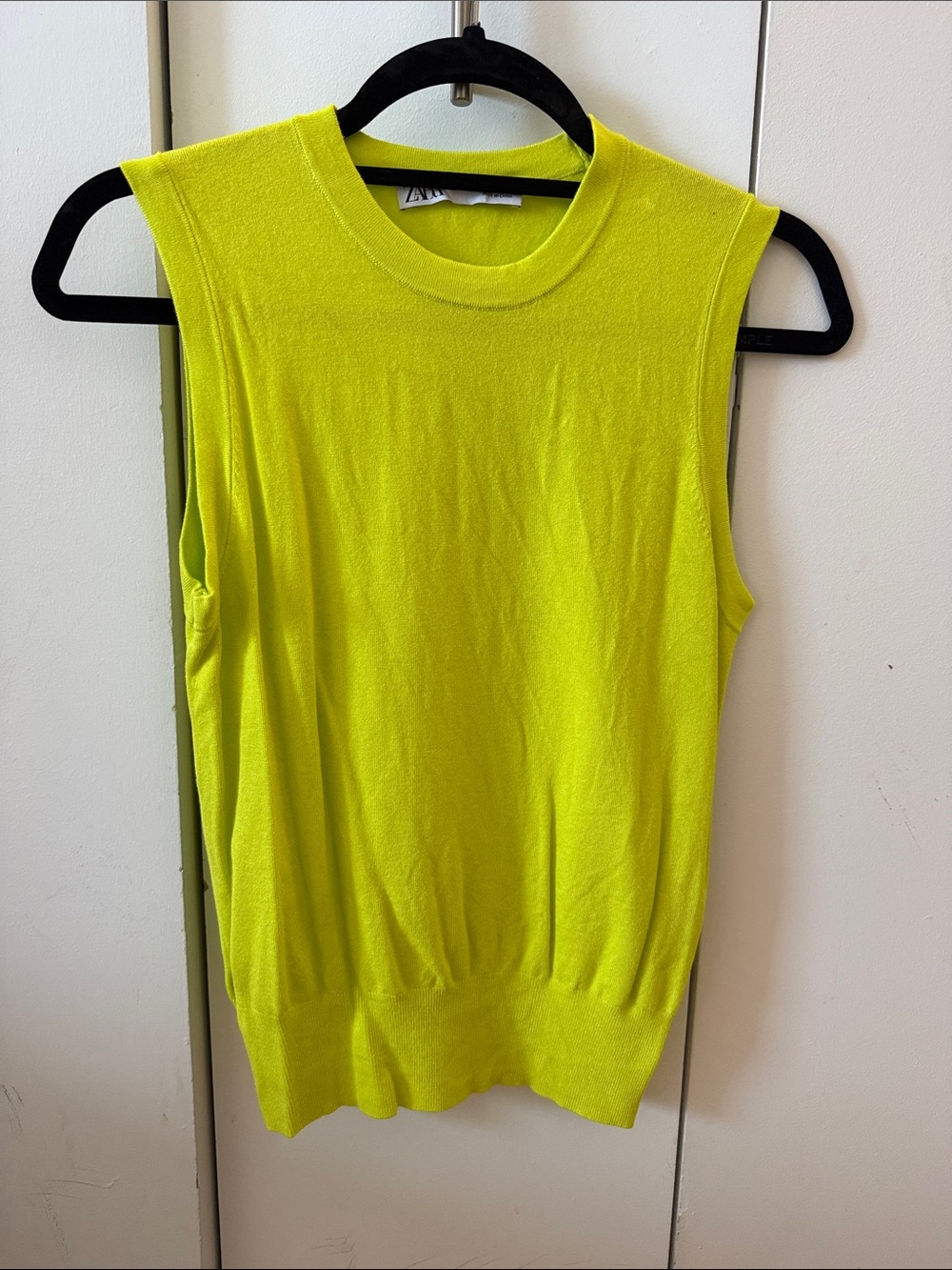 Zara Neon Yellow Sleeveless Knit Tank Top